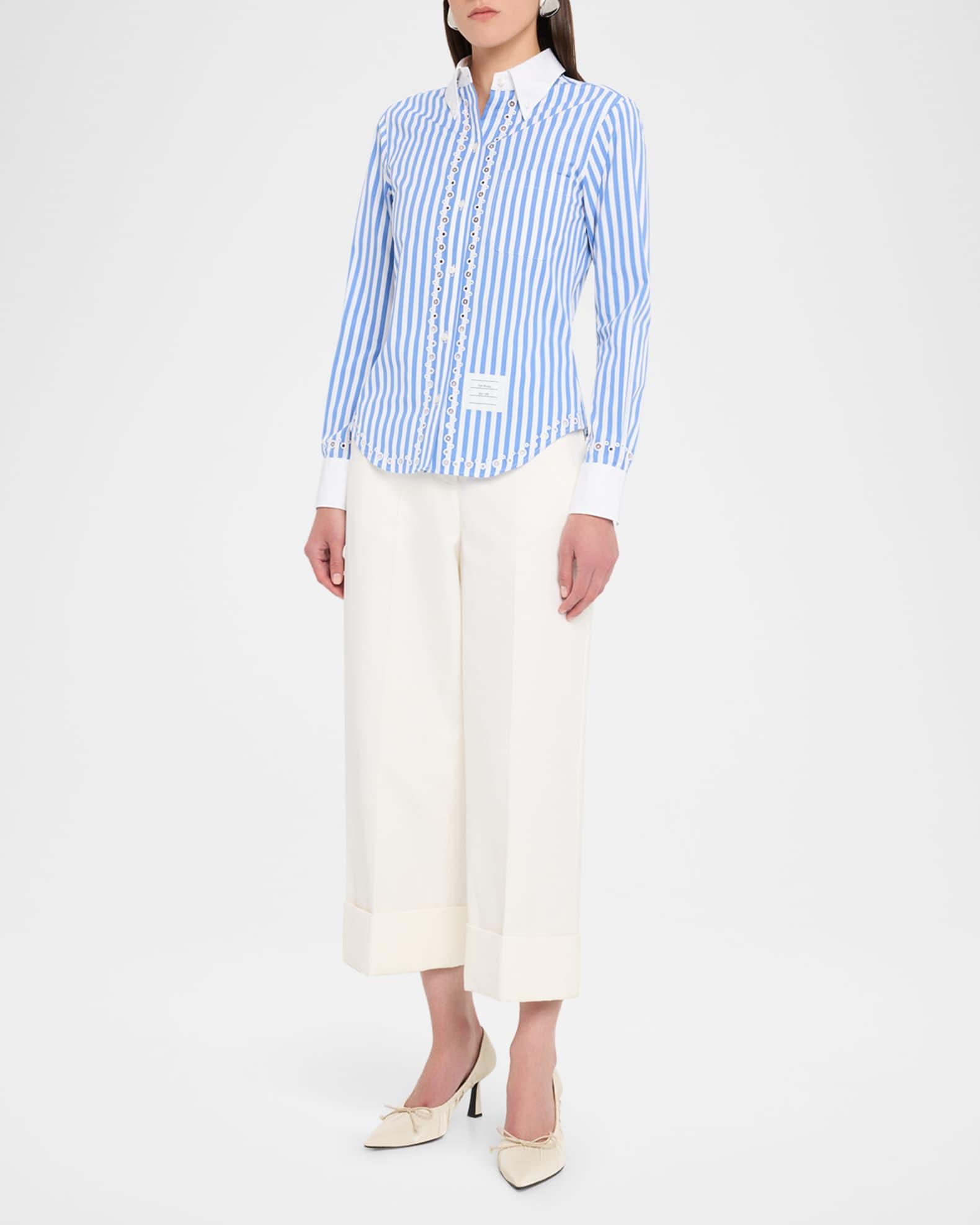 High-Rise Organic Cotton Canvas Straight-Leg Crop Trousers Product Image