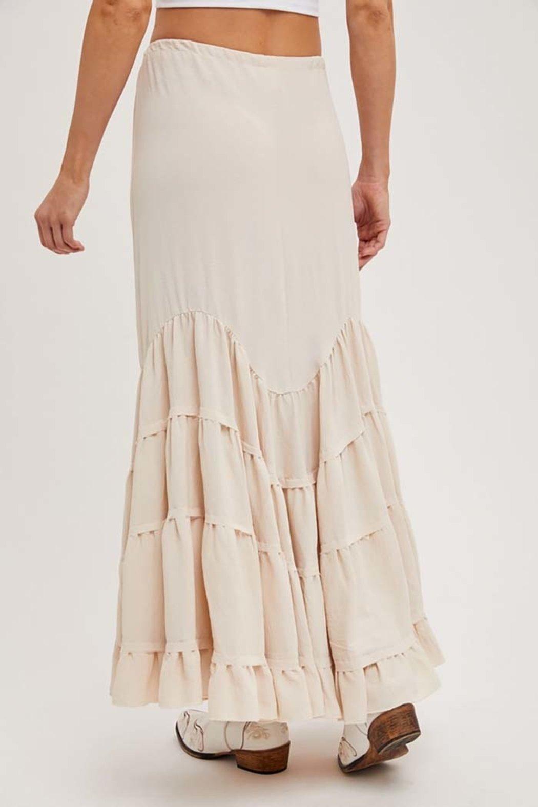 Ruffled Drawstring Waist Maxi Skirt Product Image