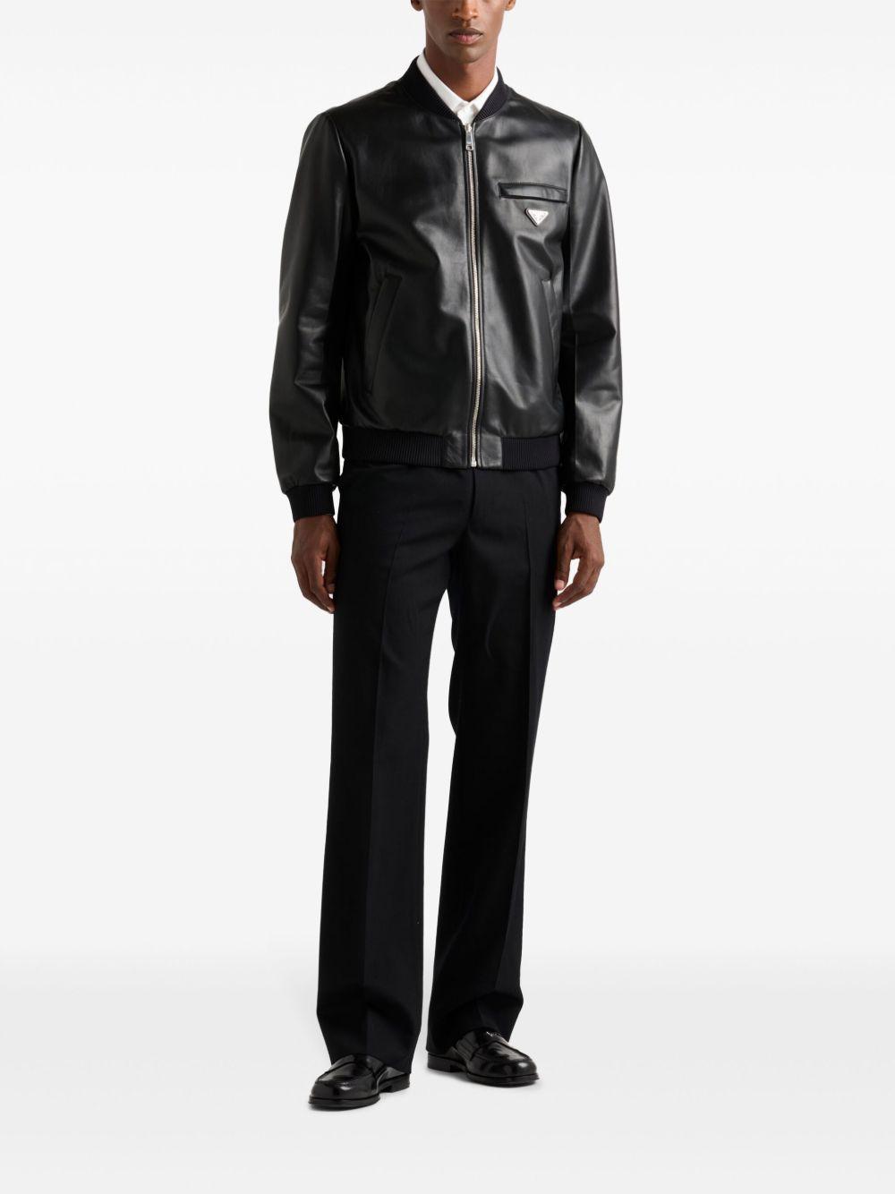 leather bomber jacket Product Image