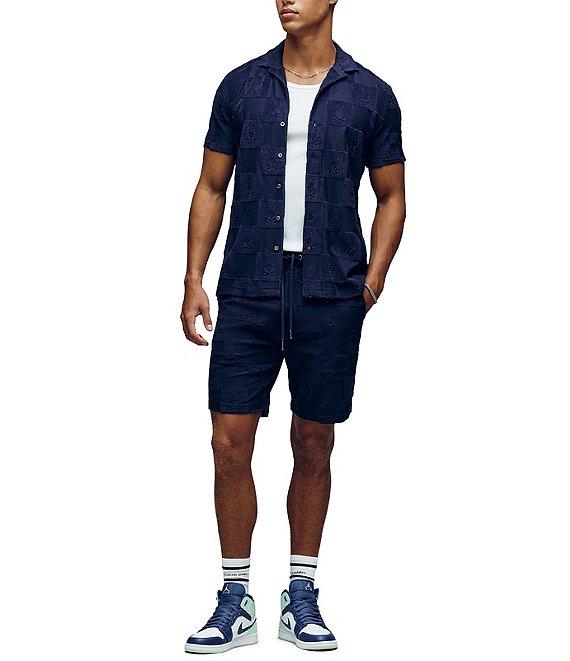 Psycho Bunny Kelvin Jacquard Terry Cloth Short Sleeve Woven Camp Shirt Product Image