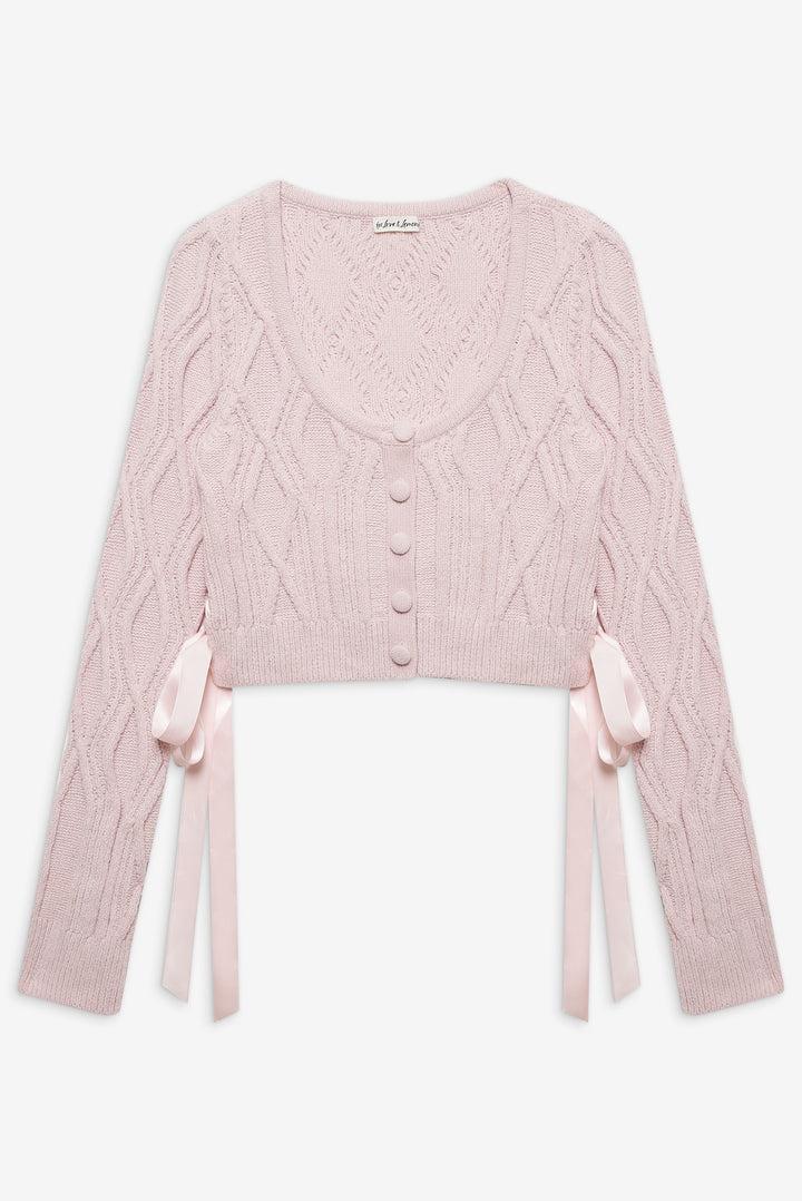Chenille Cable Knit Mini Skirt — Pink Product Image