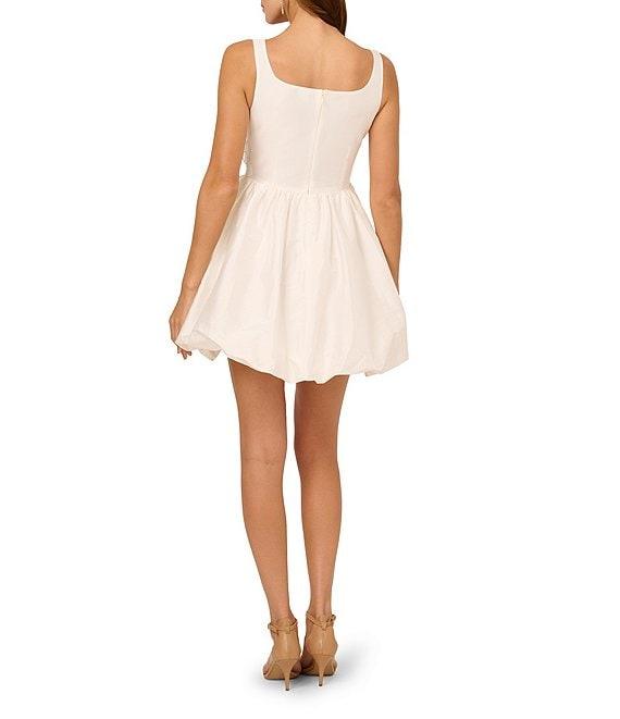 Adrianna Papell Taffeta 3D Flower Square Neck Sleeveless Bubble Hem A-Line Mini Dress Product Image