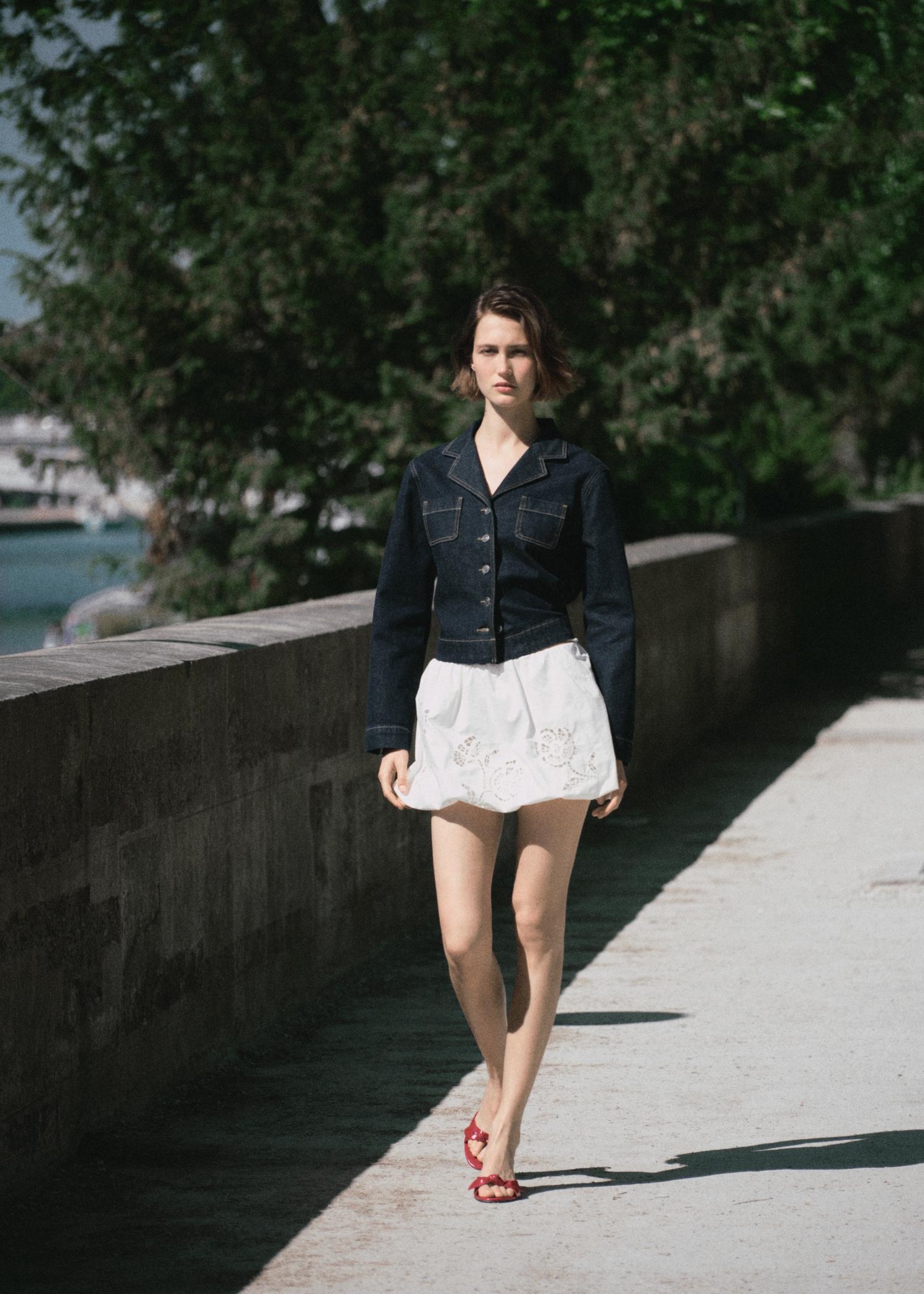 Embroidered balloon skirt - Women | MANGO USA Product Image