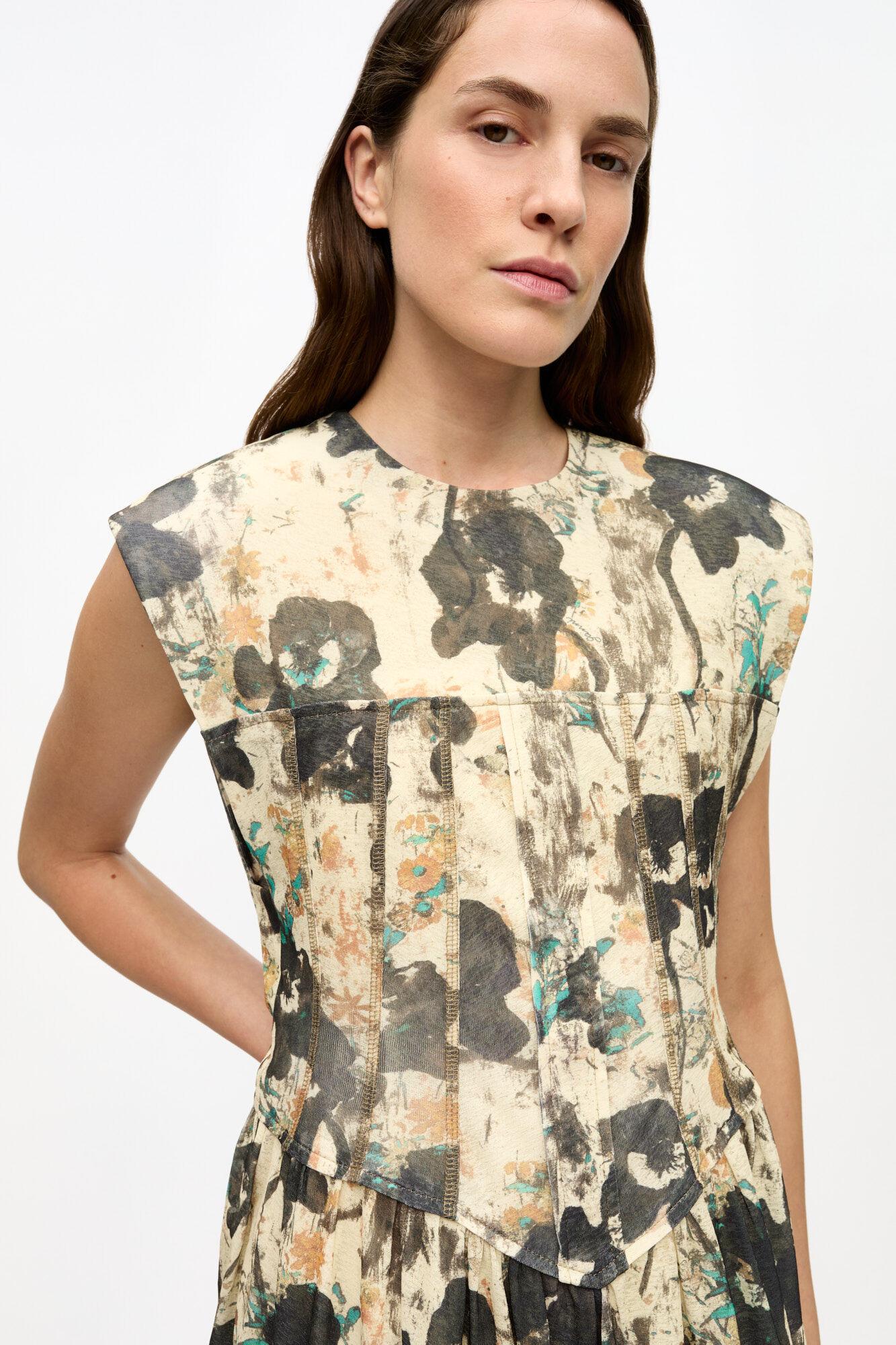 Printed Marl Mesh Corset Mini Dress Product Image