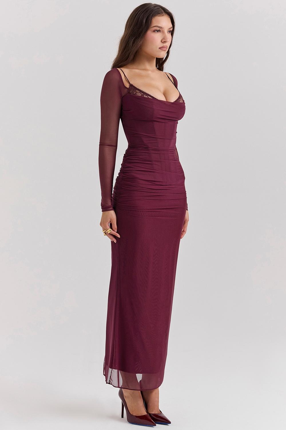 Katarina  wine maxi dress Product Image