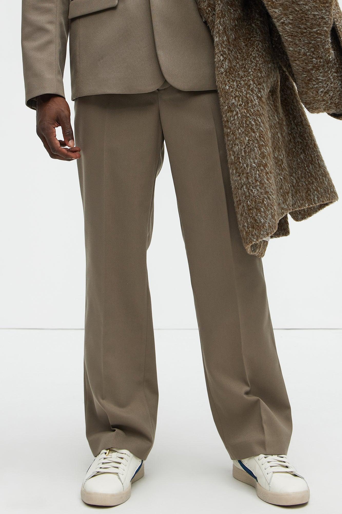 Kevin Twill Textured Straight Trousers - Brown Product Image