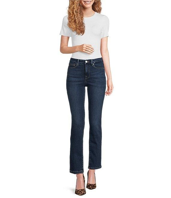 Good American Good Leg High Rise Straight Stretch Denim Jeans Product Image