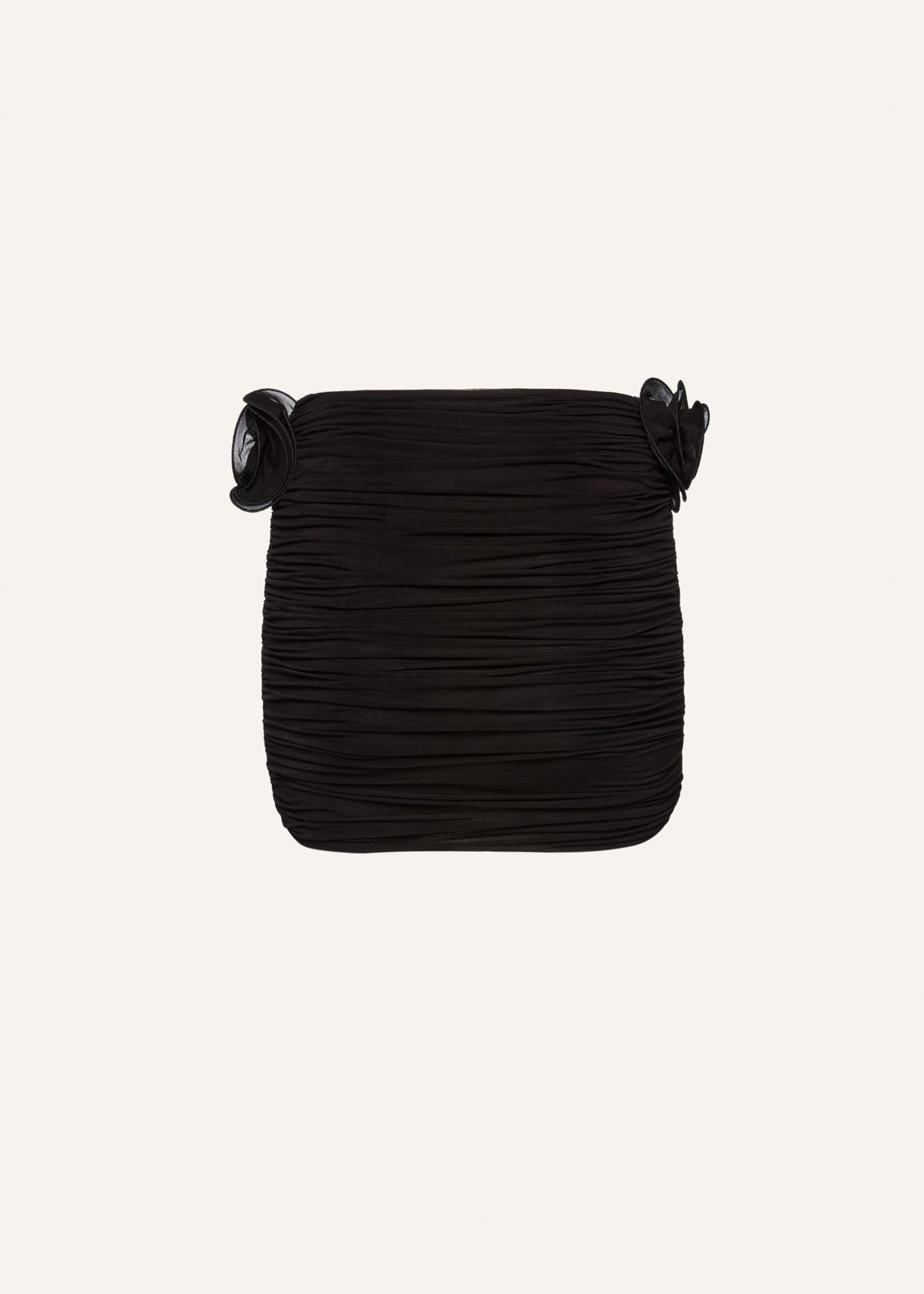 Ruched cupro mini skirt in black Product Image