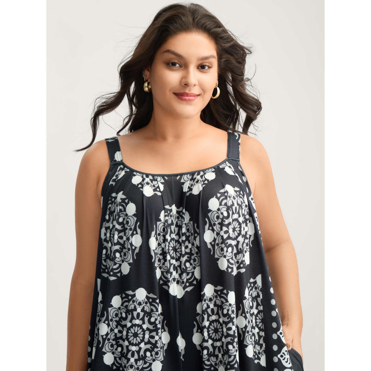 Plus Size Black Sunkissed Stretchy Adjustable Strap Jumpsuit Women Boho Sleeveless Non Vacation Loose Jumpsuits BloomChic 22-24/3X Product Image