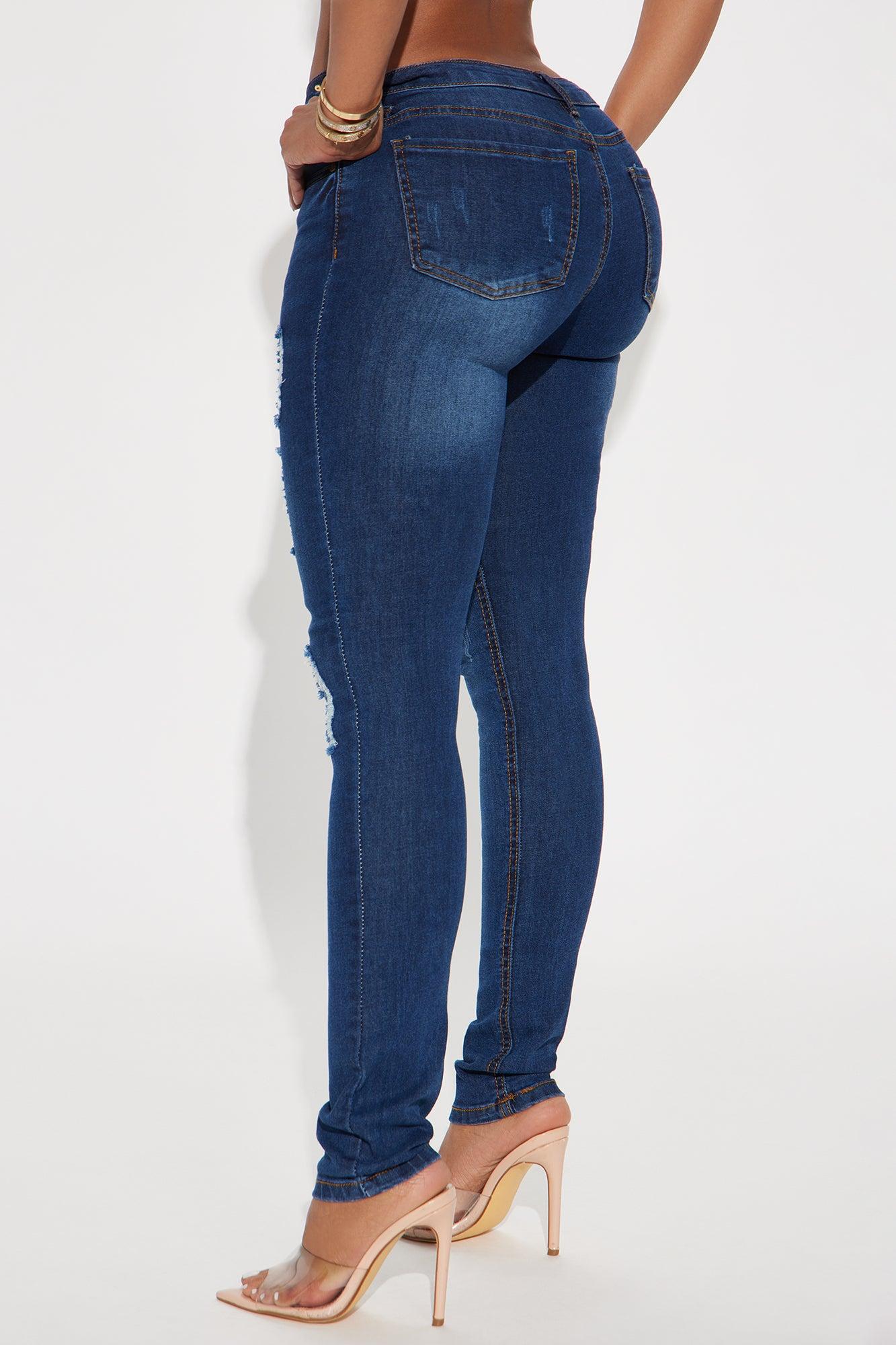 The Only One Ripped Mid Rise Skinny Jeans - Dark Wash Product Image