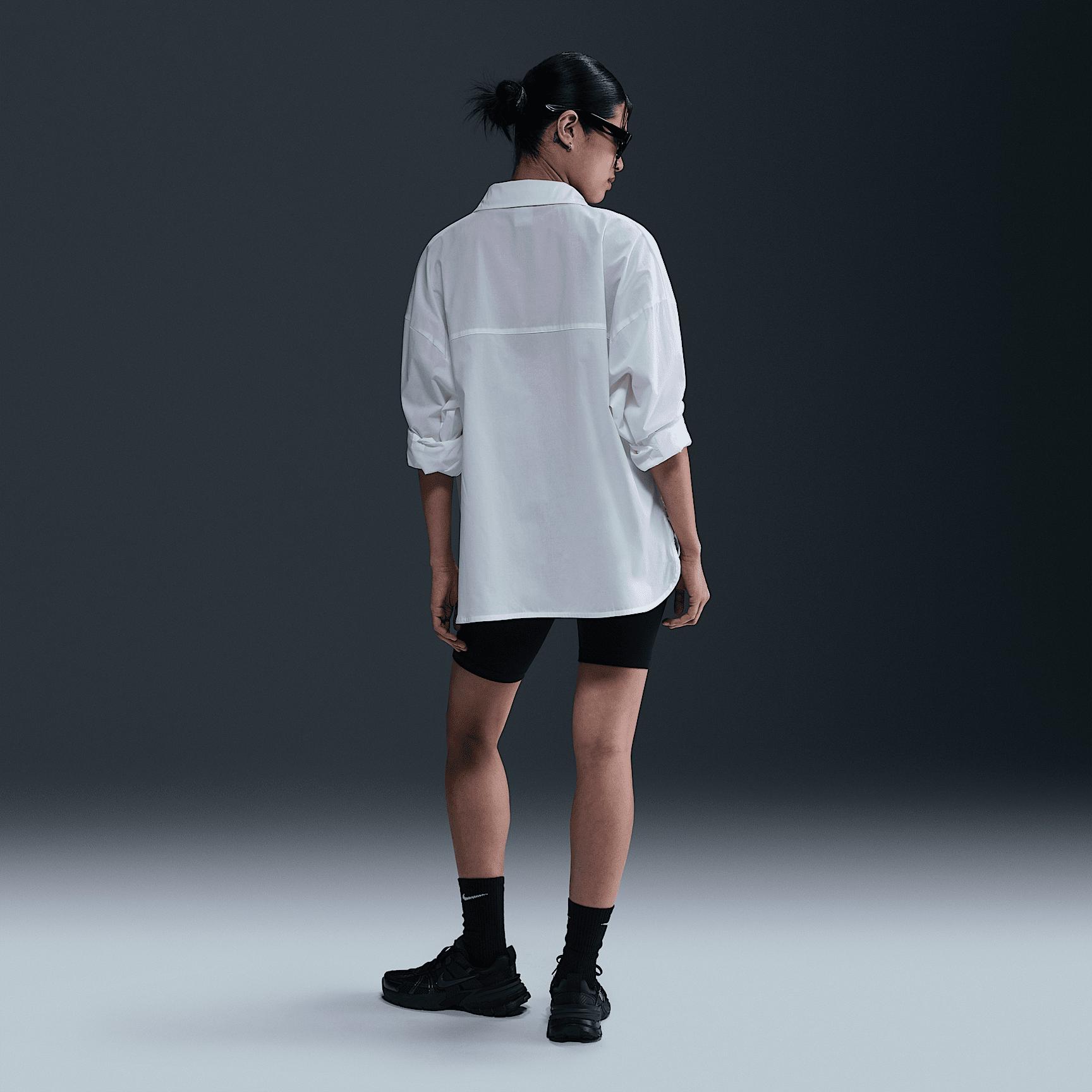 Womens Nike Sportswear Chill Poplin Loose Long-Sleeve Button-Up Top | HJ0715-100 Product Image