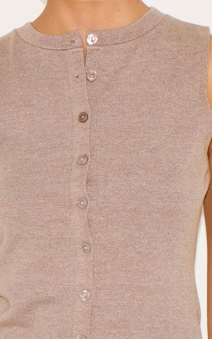 Tall Mocha Button Through Sleeveless Top Product Image