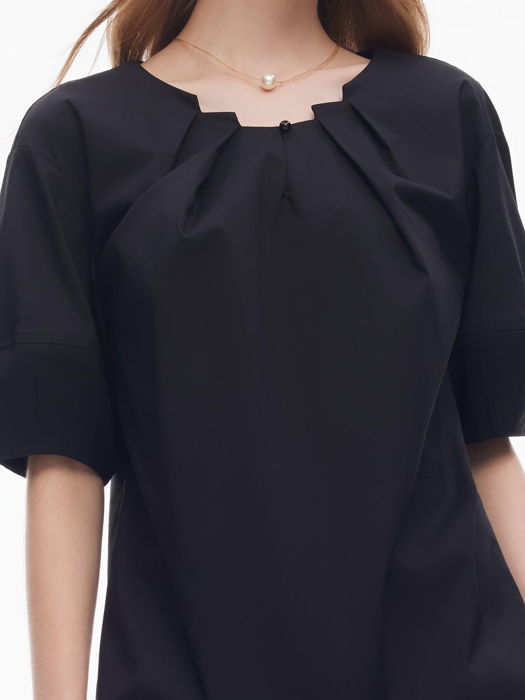 Pleated Neck Women Side Slit Top Product Image