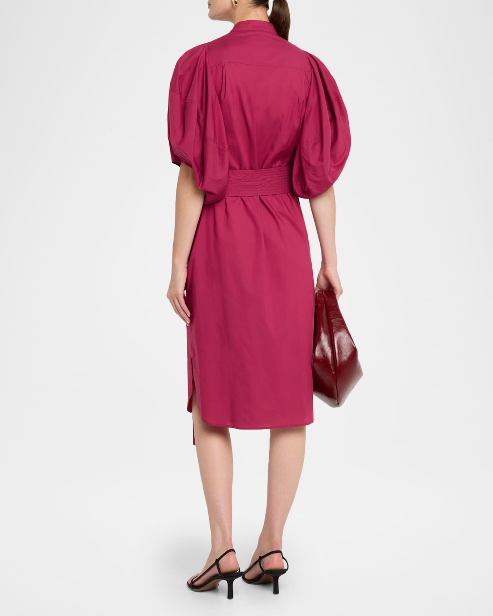 Floral Belted Blouson-Sleeve Shirtdress Product Image