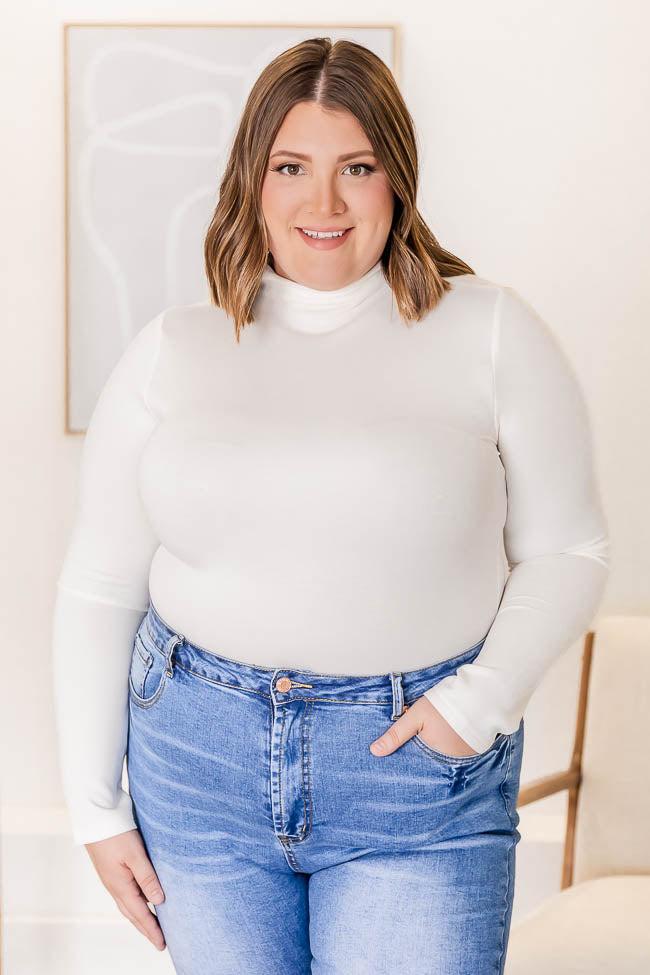 Hit Or Miss Ivory Mock Neck Bodysuit FINAL SALE Product Image