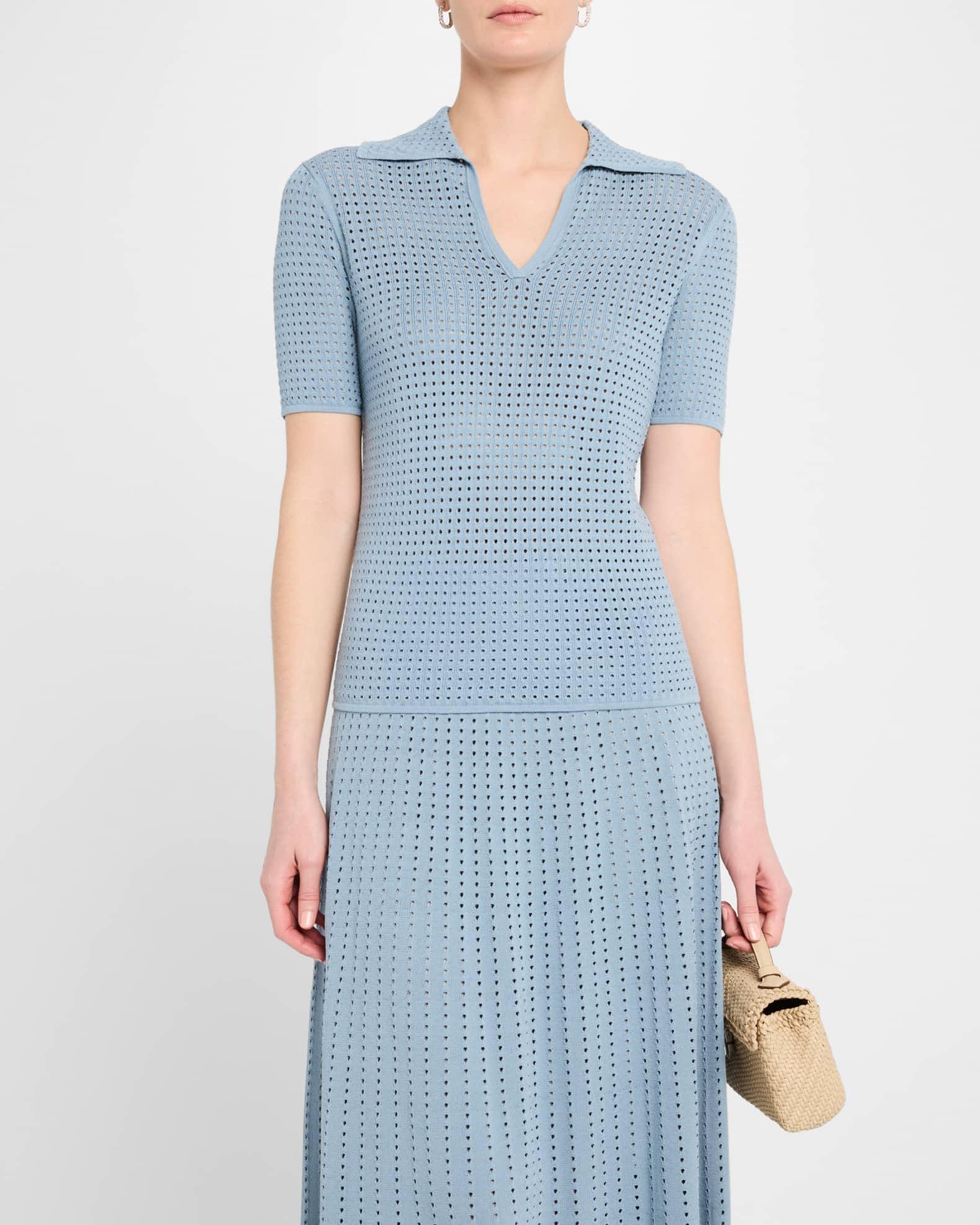 Pointelle Matte Crepe Polo Product Image