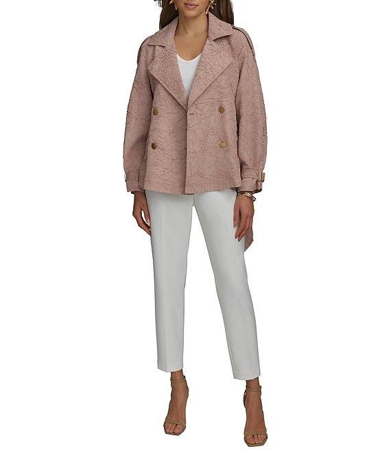 Donna Karan Textured Tie Waist Button Front Jacket Product Image