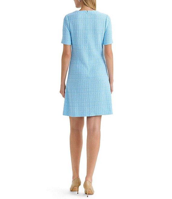 Ming Wang x Family Savvy Tweed Texture Round Neck Short Sleeve A-Line Dress Product Image