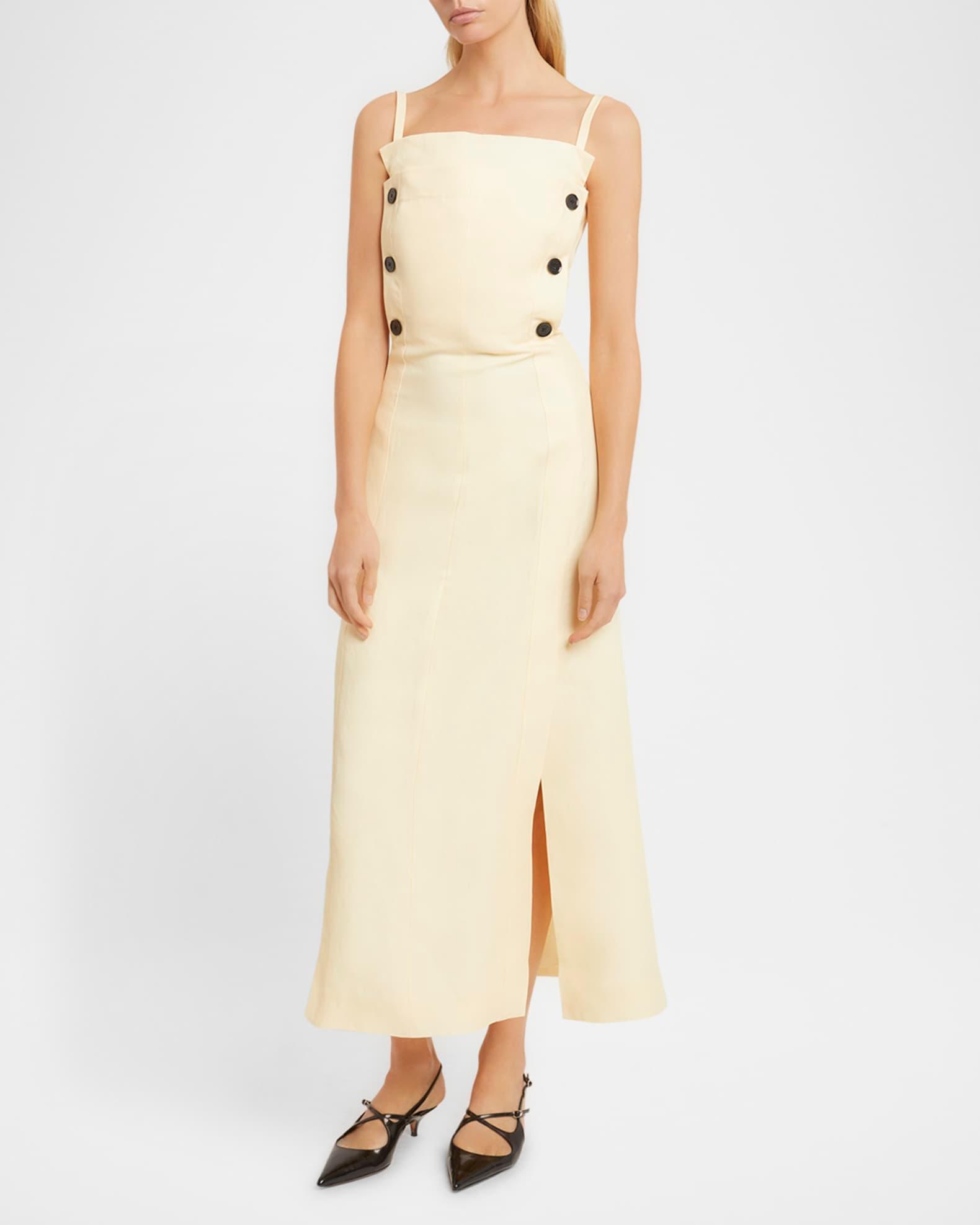 Candice Long Buttoned Linen Dress Product Image