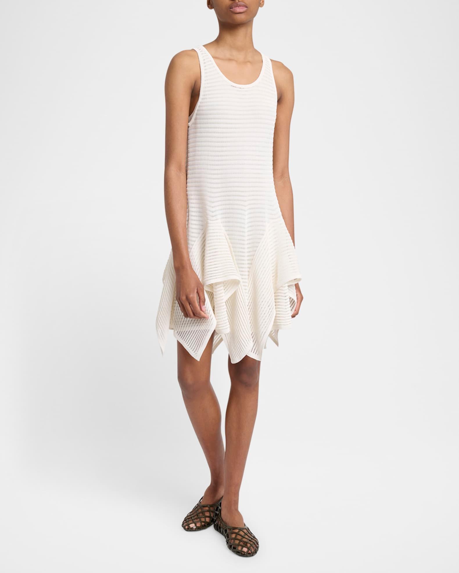 Ladder Knit Sleeveless Ruffle-Slits Midi Dress Product Image