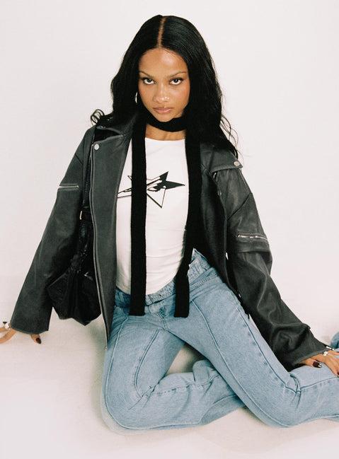 Magnets Faux Leather Jacket Washed Charcoal Product Image