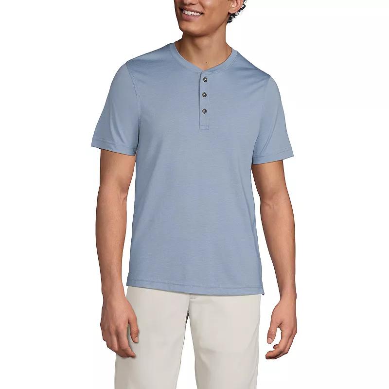 Men's Lands' End Short Sleeve Supima Jersey Henley Top,  Product Image