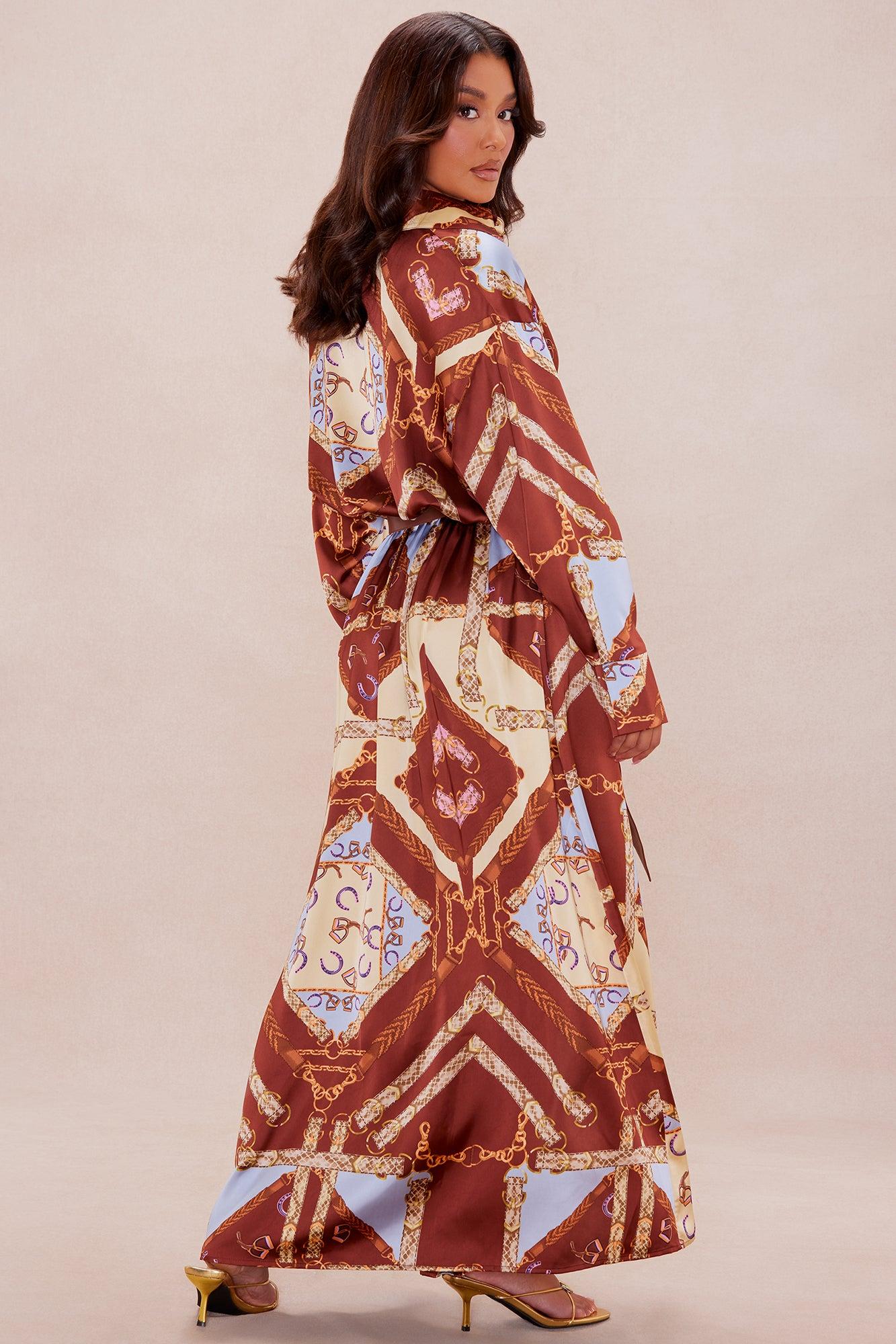 Paula Satin Maxi Dress - Brown/combo Female Product Image