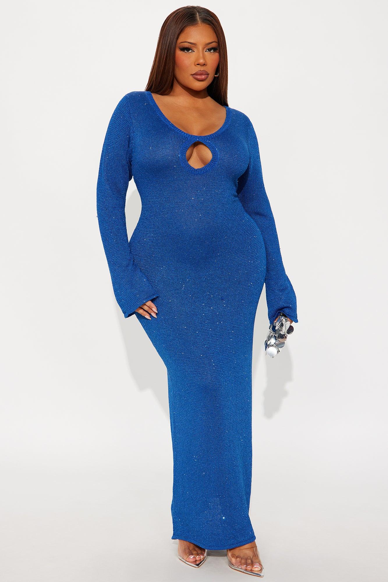 Natalie Crochet Maxi Dress - Blue Female Product Image