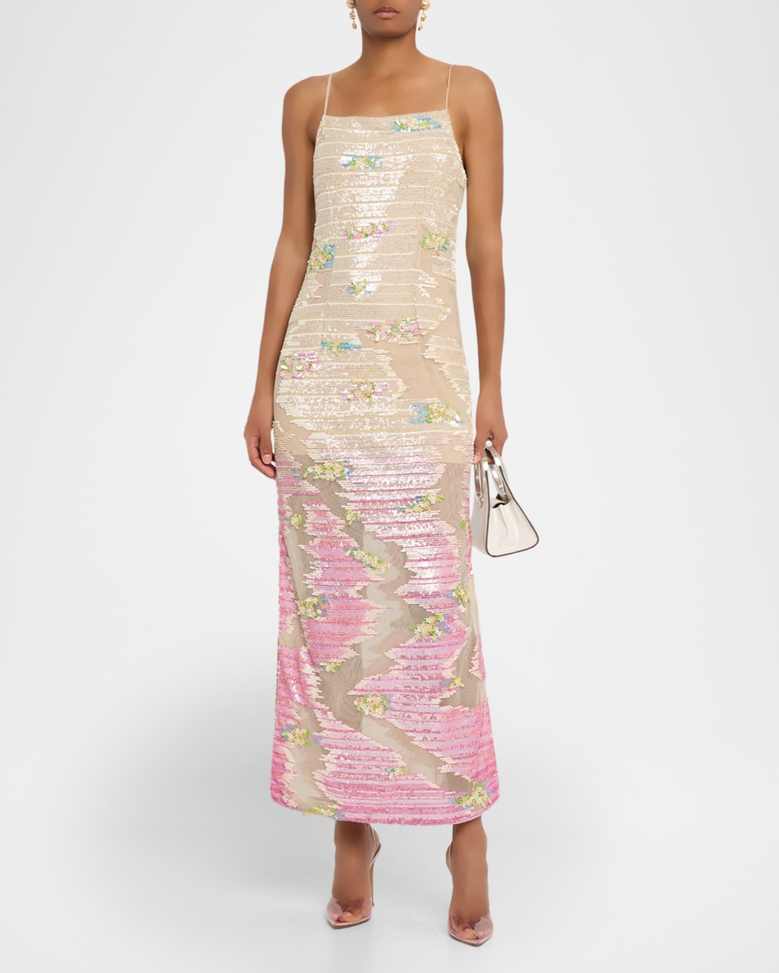 Ombre Embellished Tulle Gown Product Image