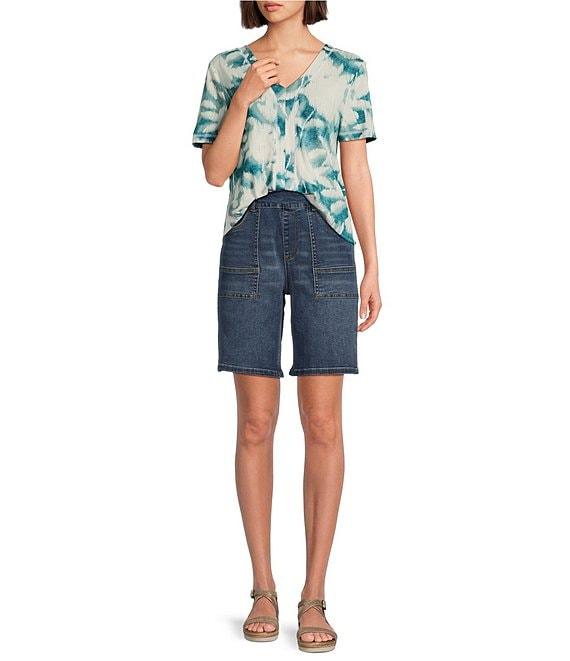 Westbound High Rise Porkchop Pockets Denim Bermuda Shorts Product Image