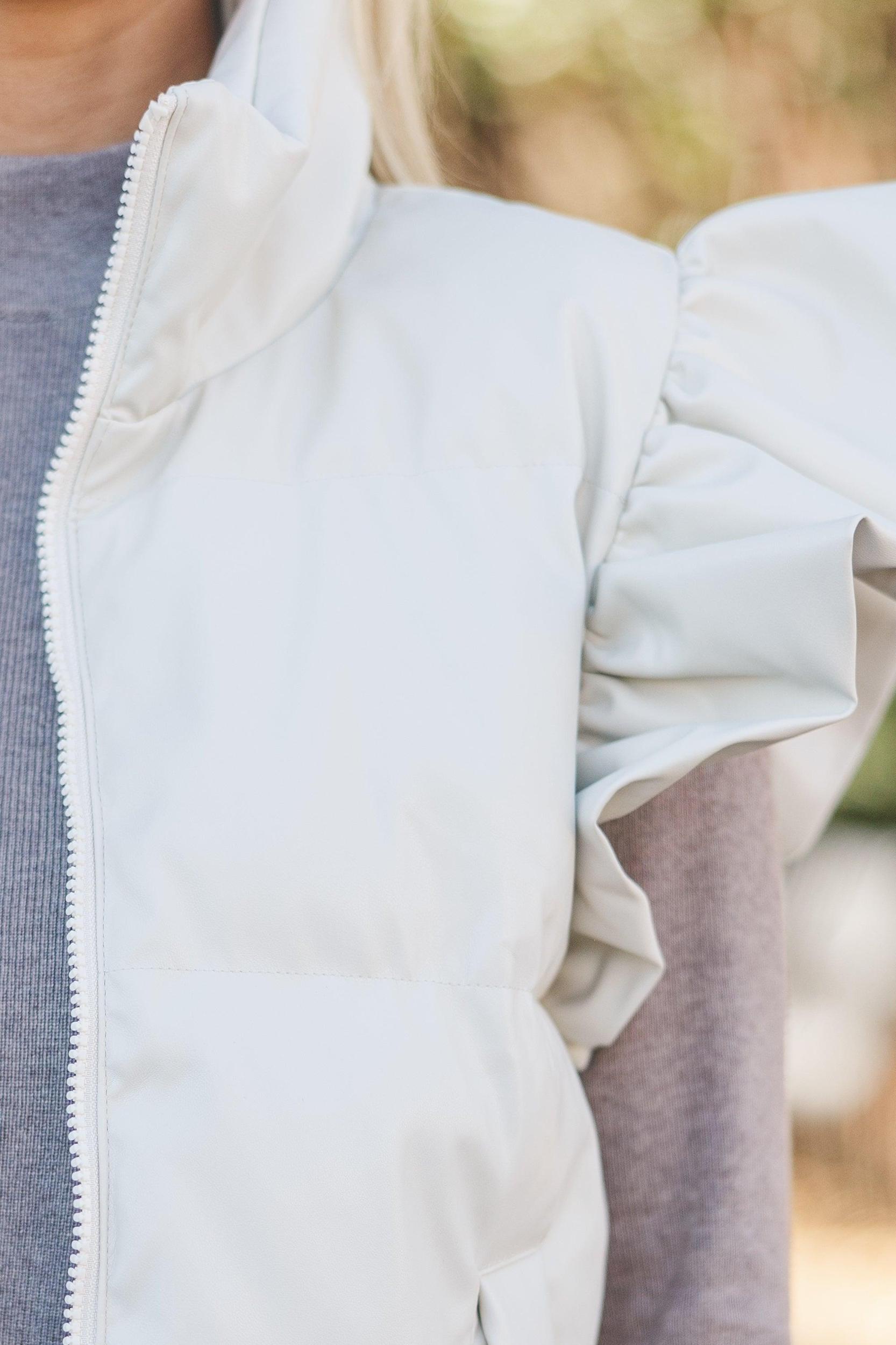 Happy To Be Here Cream White Puffer Vest Female Product Image