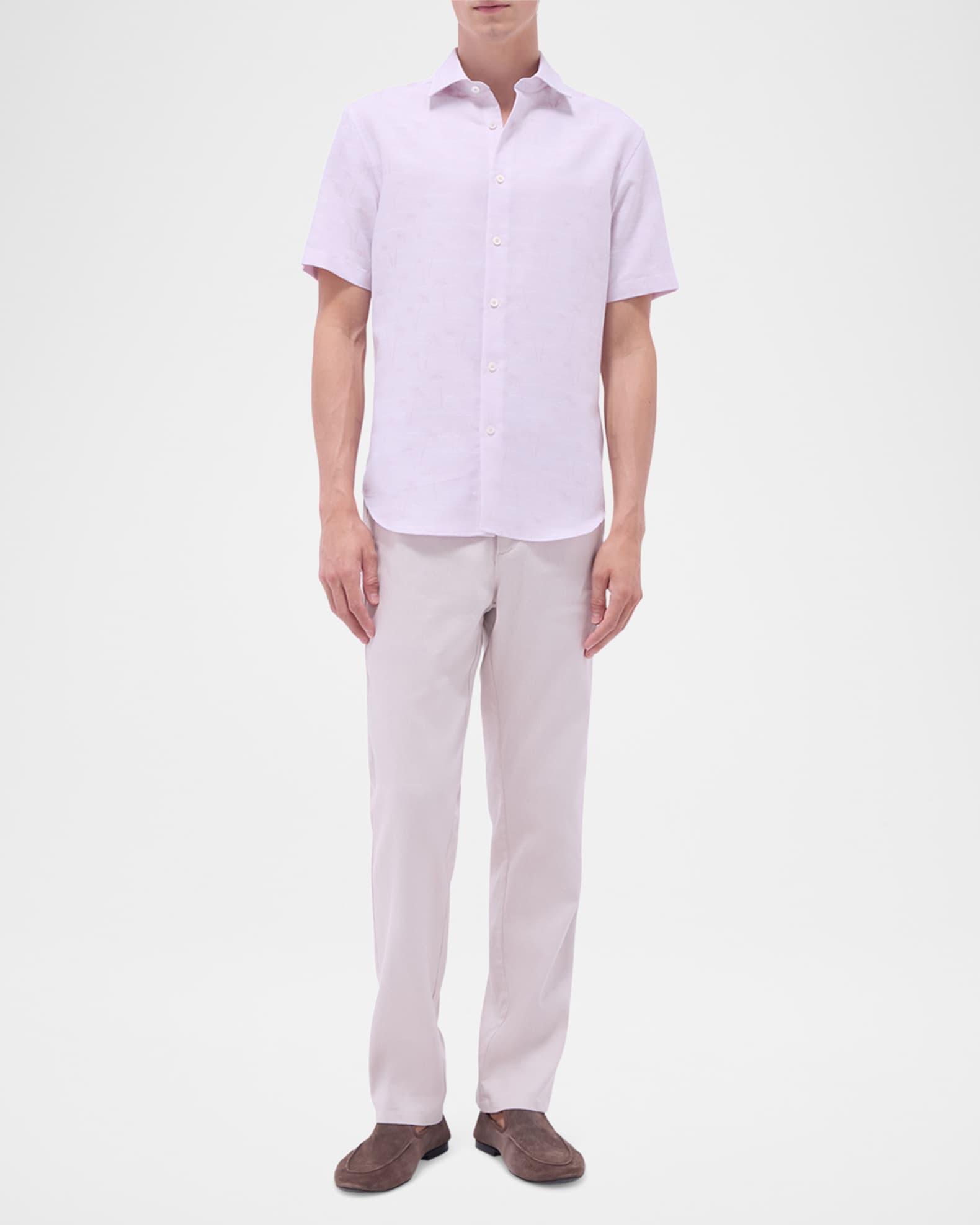 Men's Orson Cotton and Linen Palm Short-Sleeve Shirt Product Image