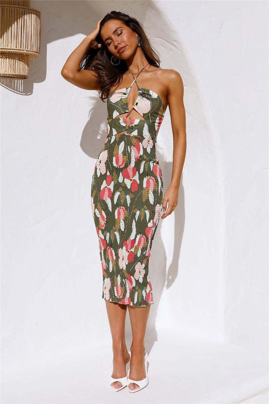 Glowing Shrine Midi Dress Green Product Image