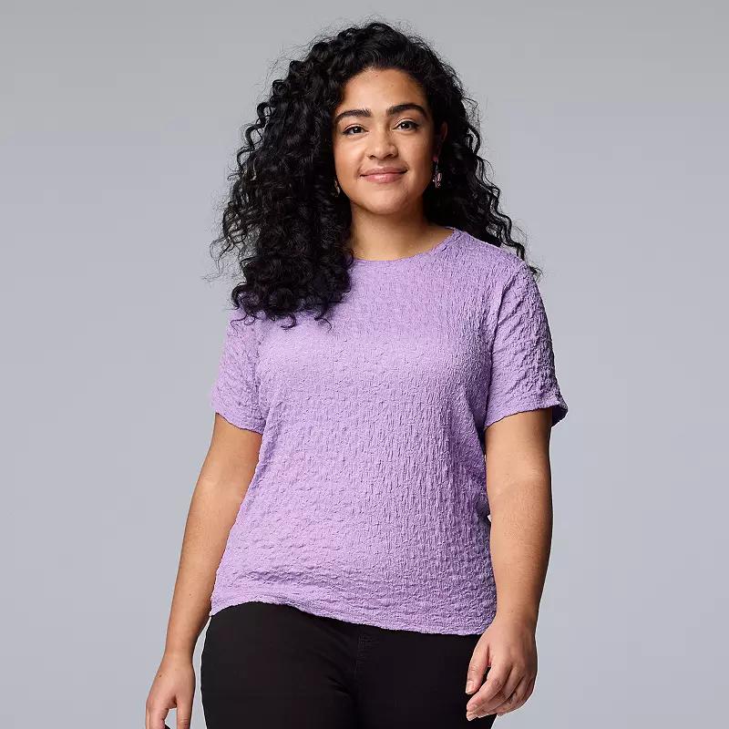 Plus Size Simply Vera Vera Wang Textured Tee, Womens Purple Flower Product Image