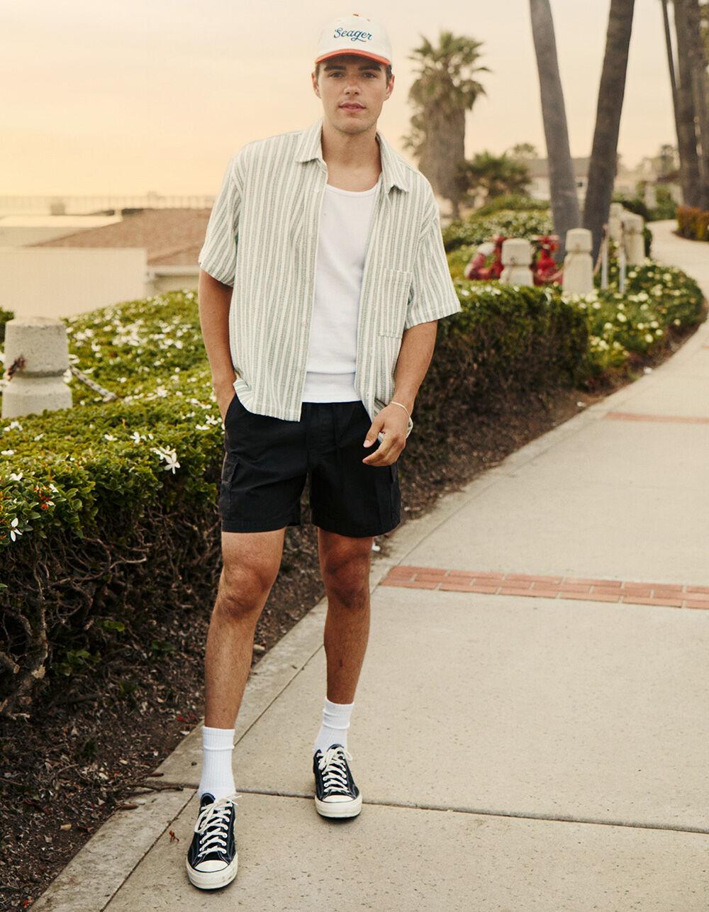 RSQ Mens Washed Pull On Cargo Shorts - BLACK Product Image