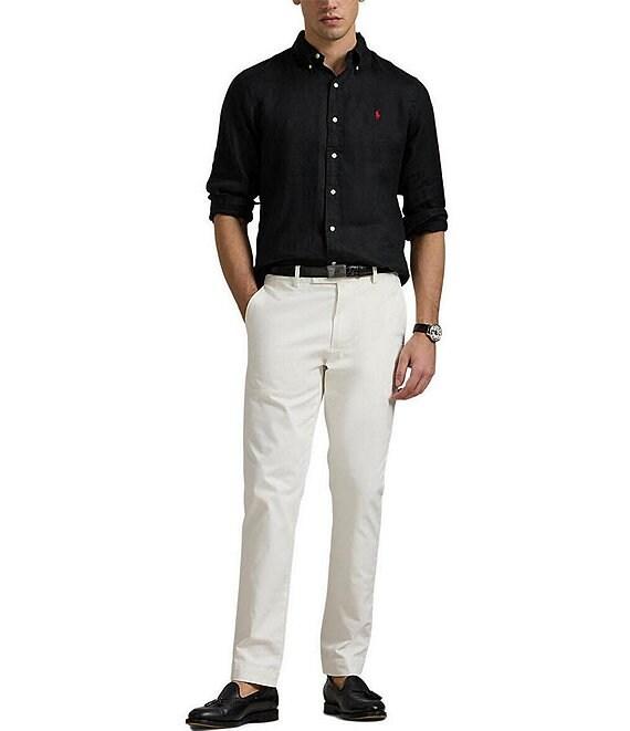 Polo Ralph Lauren Piece Dye Solid Linen Long Sleeve Woven Shirt Product Image