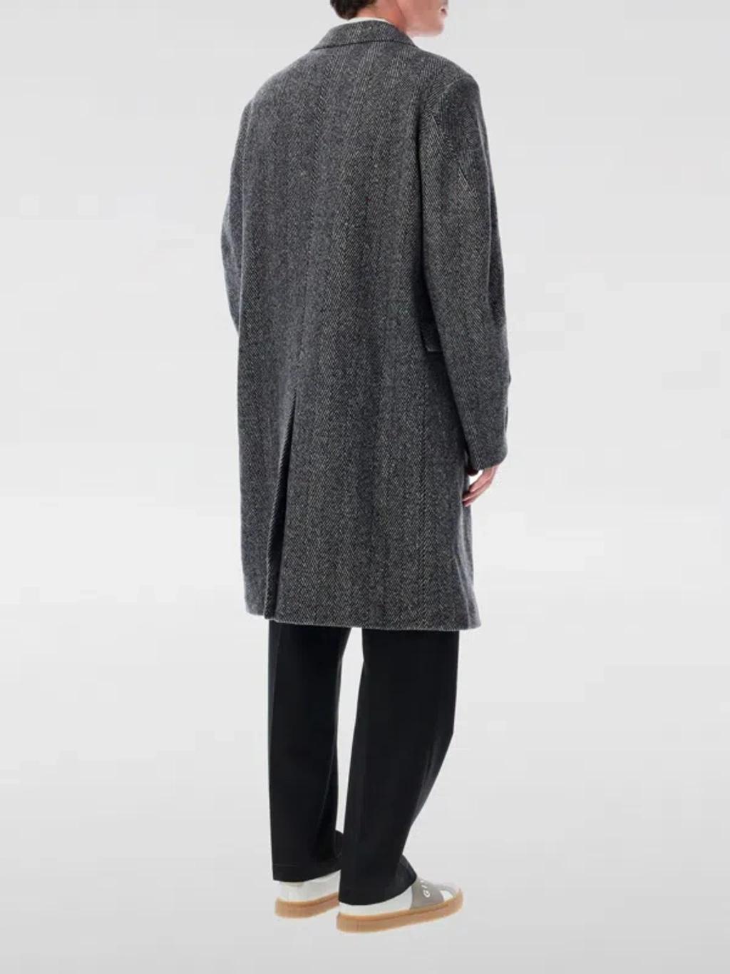 GIVENCHY Men Wool Blend Coat With Herringbone Motif In Multi Product Image
