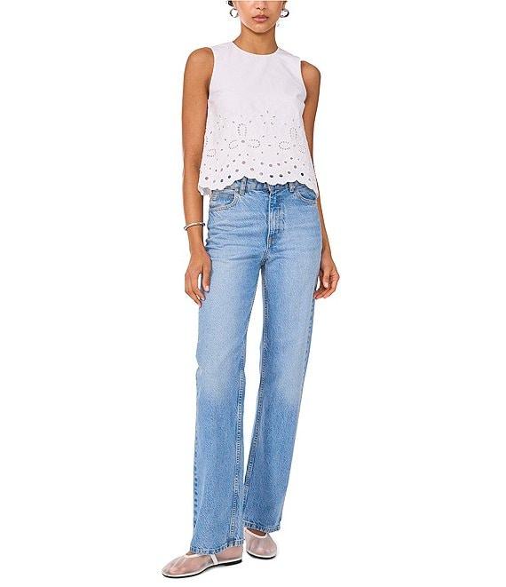 1. STATE Crew Neck Sleeveless Embroidered Blouse Product Image