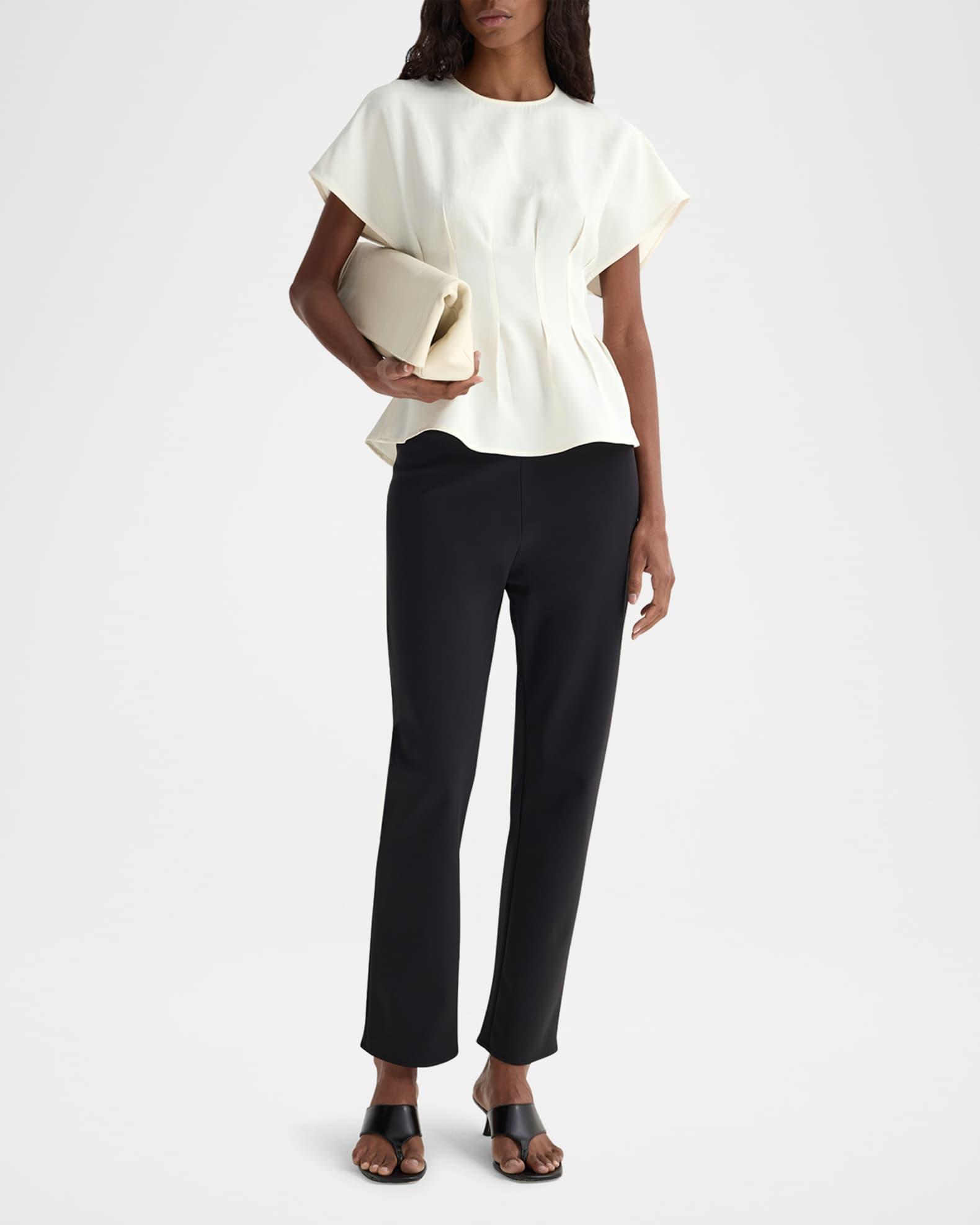 Short-Sleeve Sculptural Waisted Top Product Image