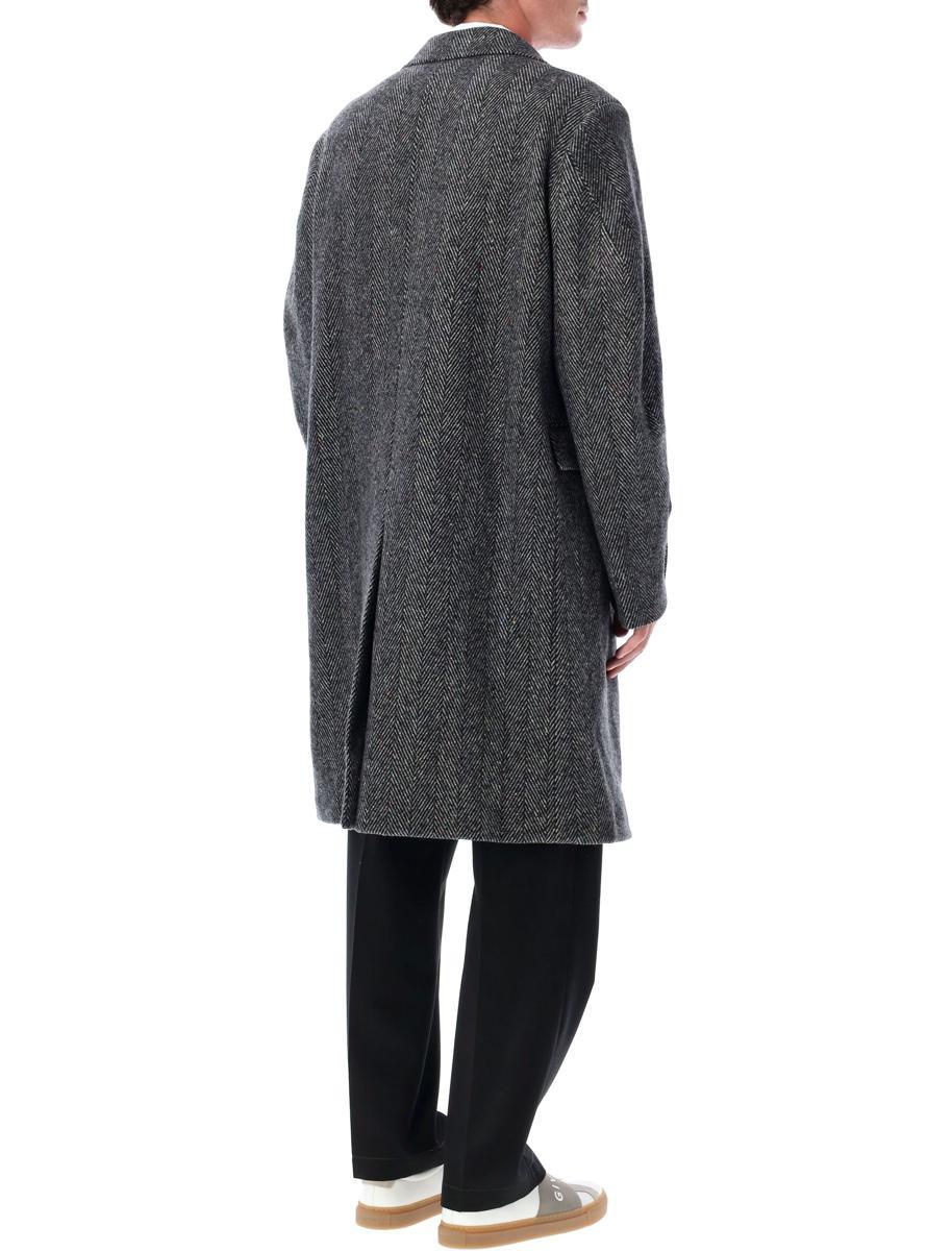 GIVENCHY Men Wool Blend Coat With Herringbone Motif In Multi Product Image