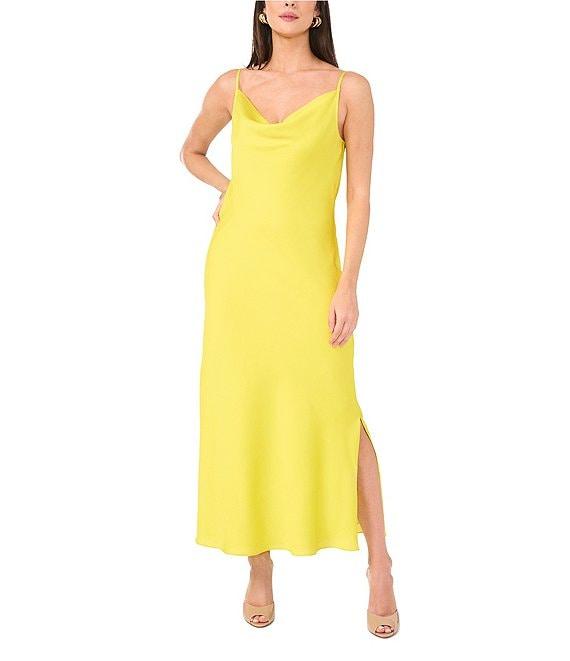 Vince Camuto Satin Cowl Neck Sleeveless Maxi Slip Dress Product Image