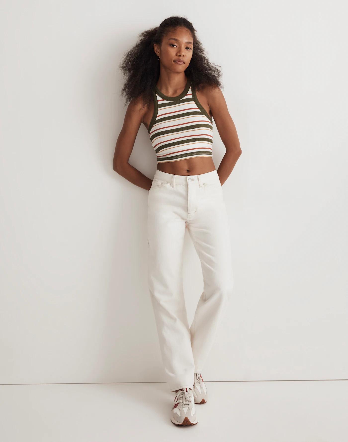 Variegated Rib Crop Tank in Stripe Product Image