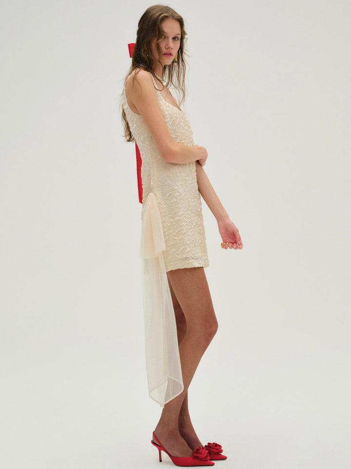 Frosted Organza Mini Dress — Cream Product Image