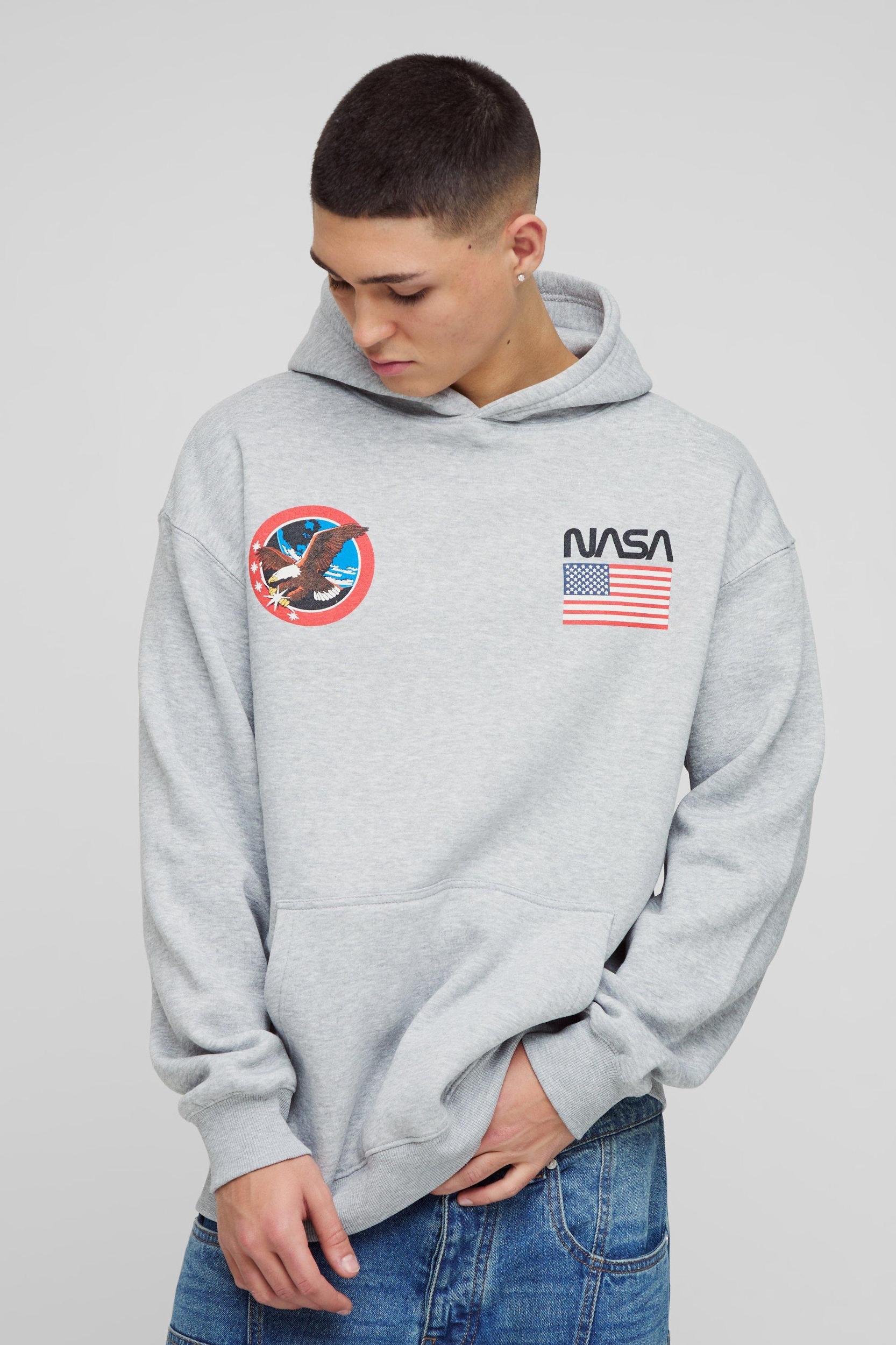 Oversized NASA License Print Hoodie | boohooMAN USA Product Image
