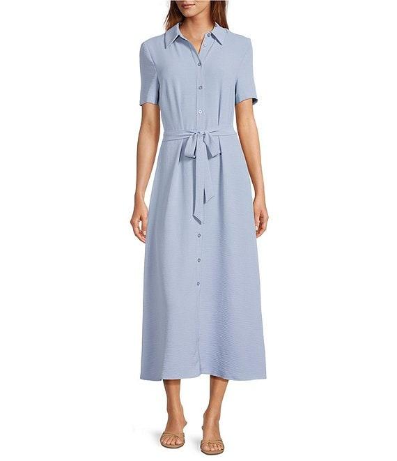 CeCe Button Front Short Sleeve Midi Dress Product Image