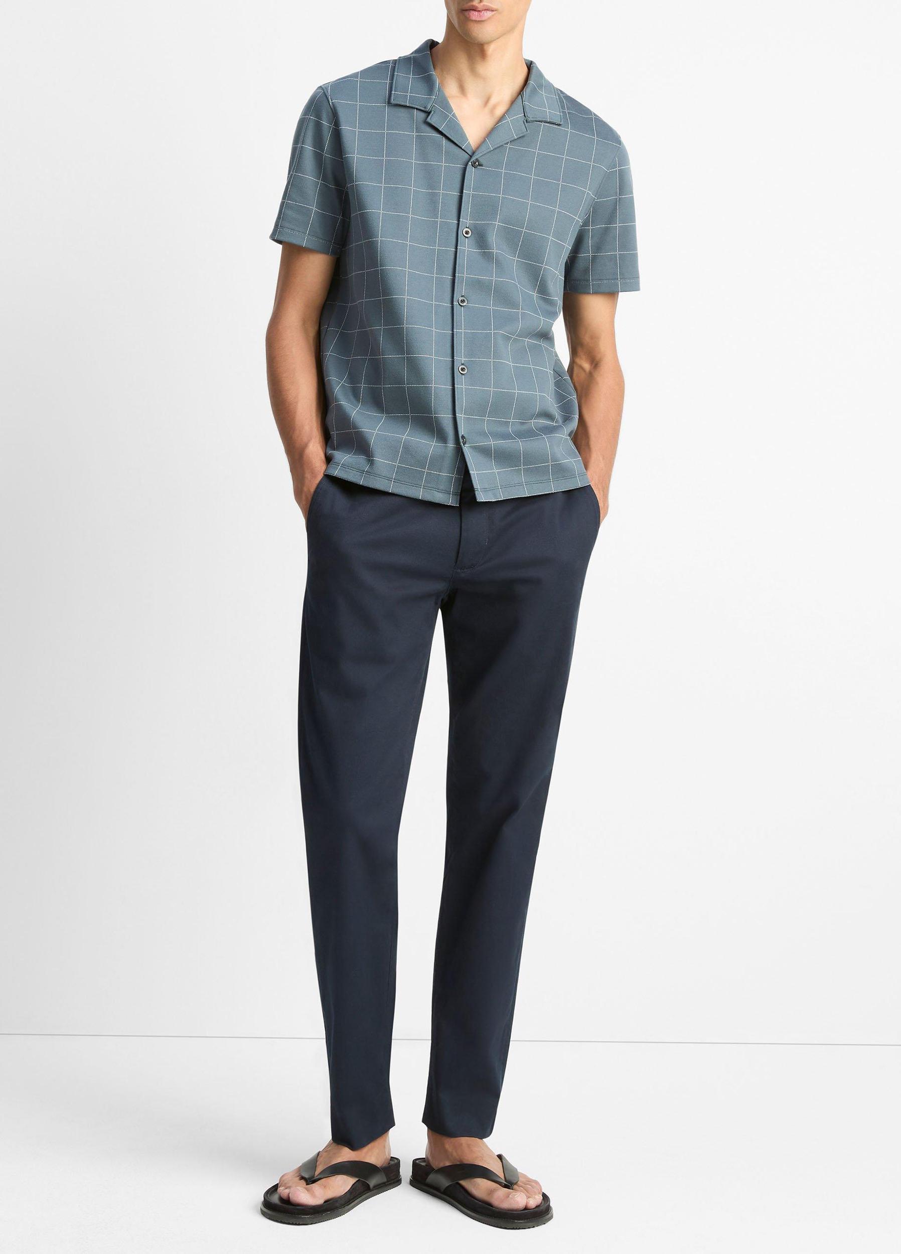 Windowpane Jacquard Cotton-Blend Cabana Shirt Product Image