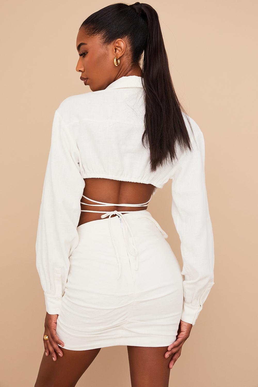 Iris  off white wrap around cropped shirt Product Image