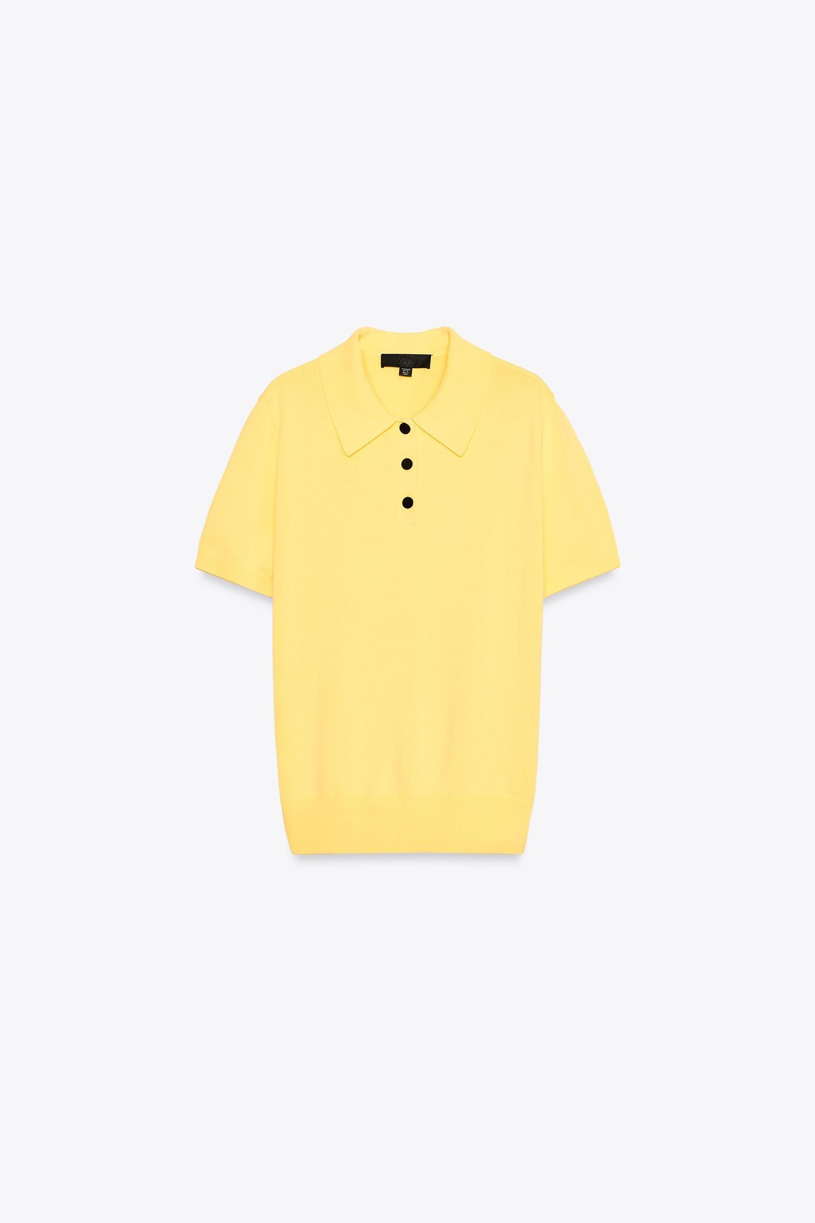 SHORT SLEEVE KNIT POLO TOP Product Image