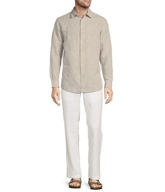 Caribbean Bird of Paradise Jacquard Linen Blend Long Sleeve Woven Shirt Product Image