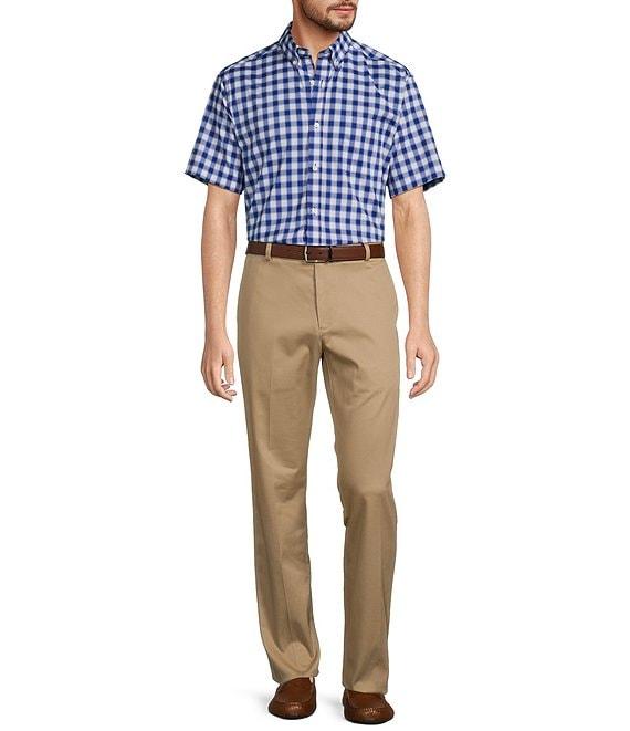 Roundtree & Yorke Big & Tall TravelSmart Easy Care Short Sleeve Medium Plaid Sport Shirt Product Image